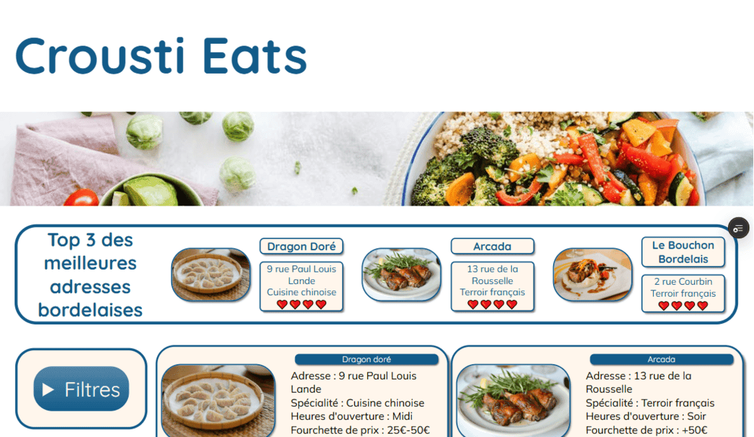 Capture d'écran du site Crousti Eat.