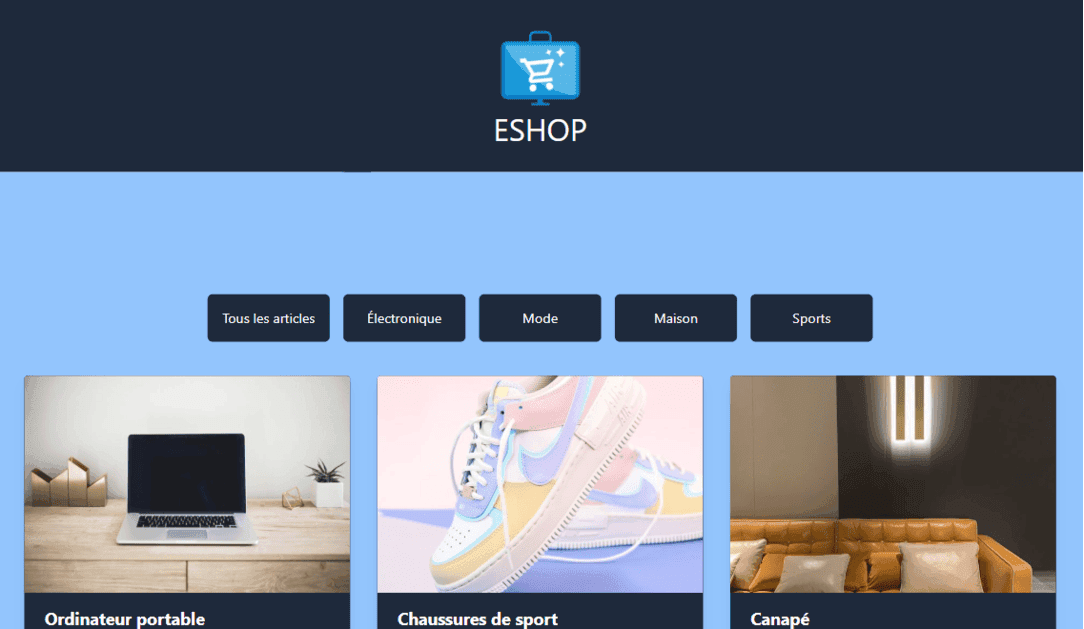Capture d'écran du site Eshop.