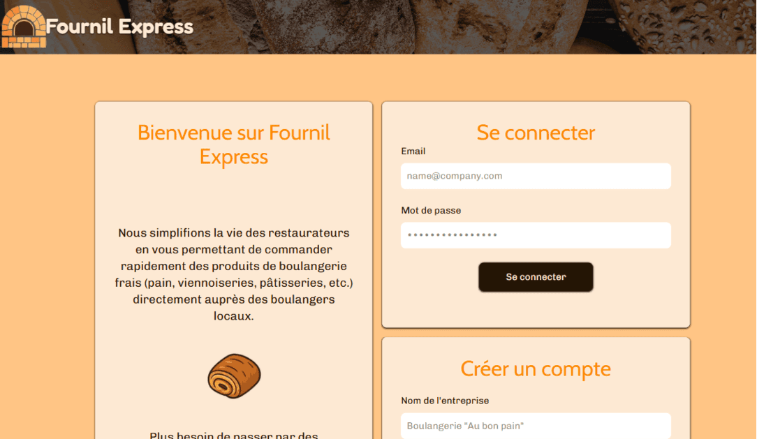 Capture d'écran du site Fournil Express.