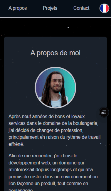 Capture d'écran de mon premier portfolio.